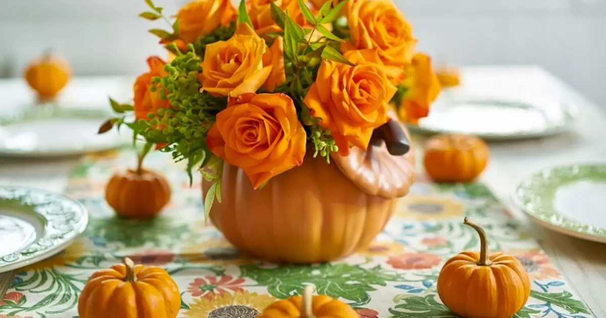 DIY Floral Pumpkin Table Centerpiece